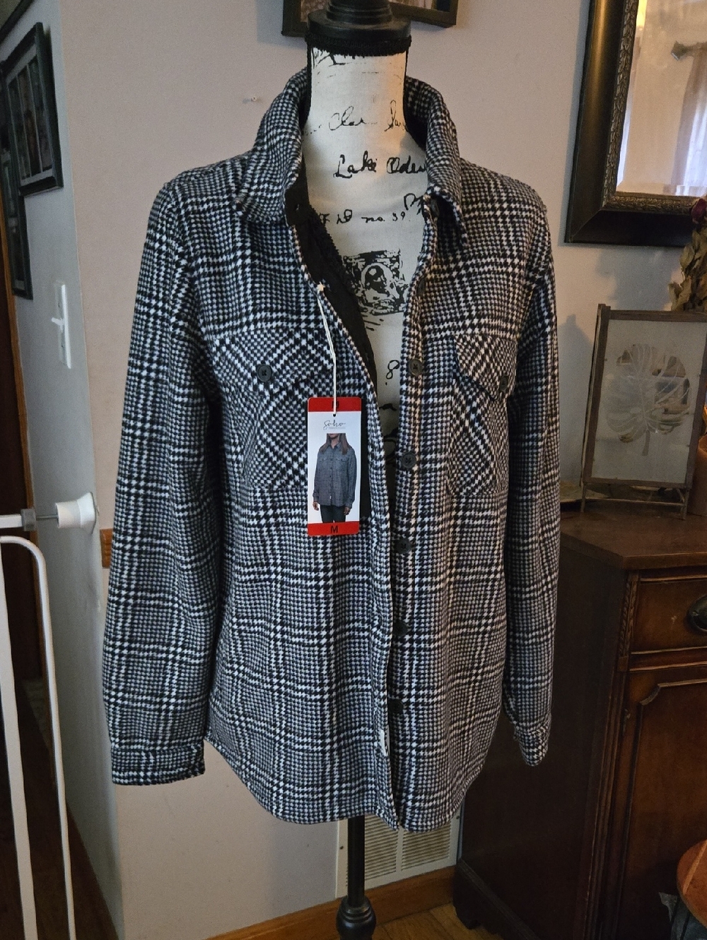 Soho Black and White Plaid Shacket